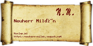 Neuherr Milán névjegykártya